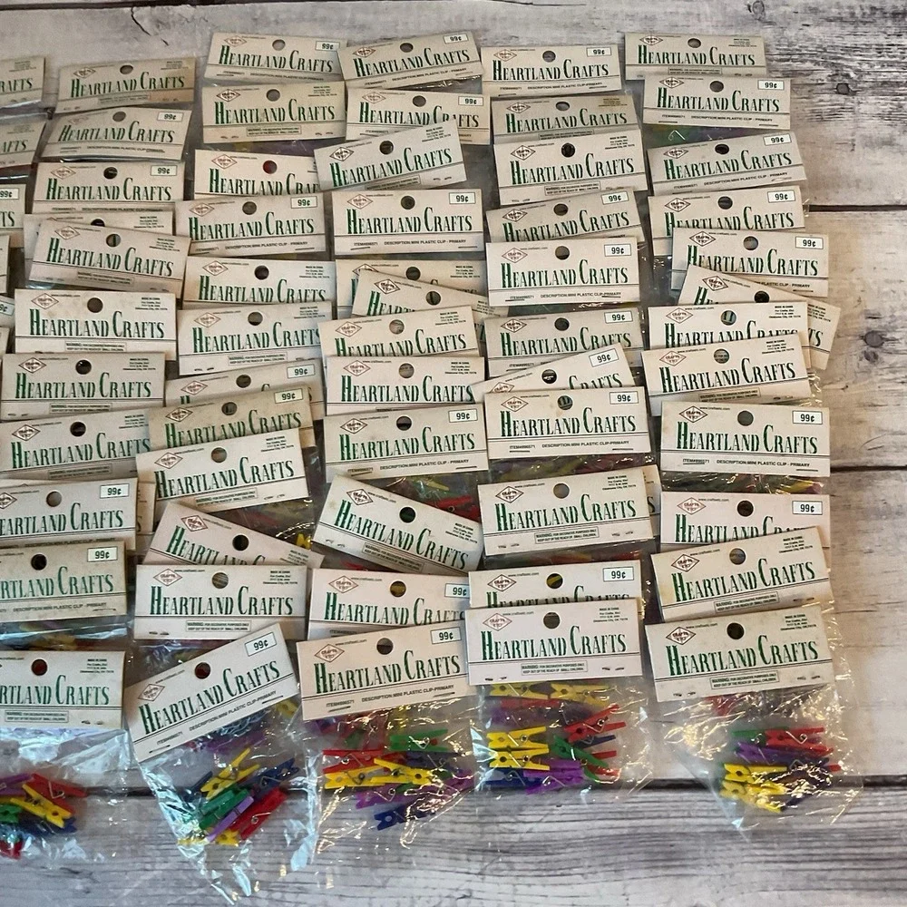 Heartland Crafts Mini Clothes Pins 80+ Packs 10 Ct Bright Primary Colors Plastic